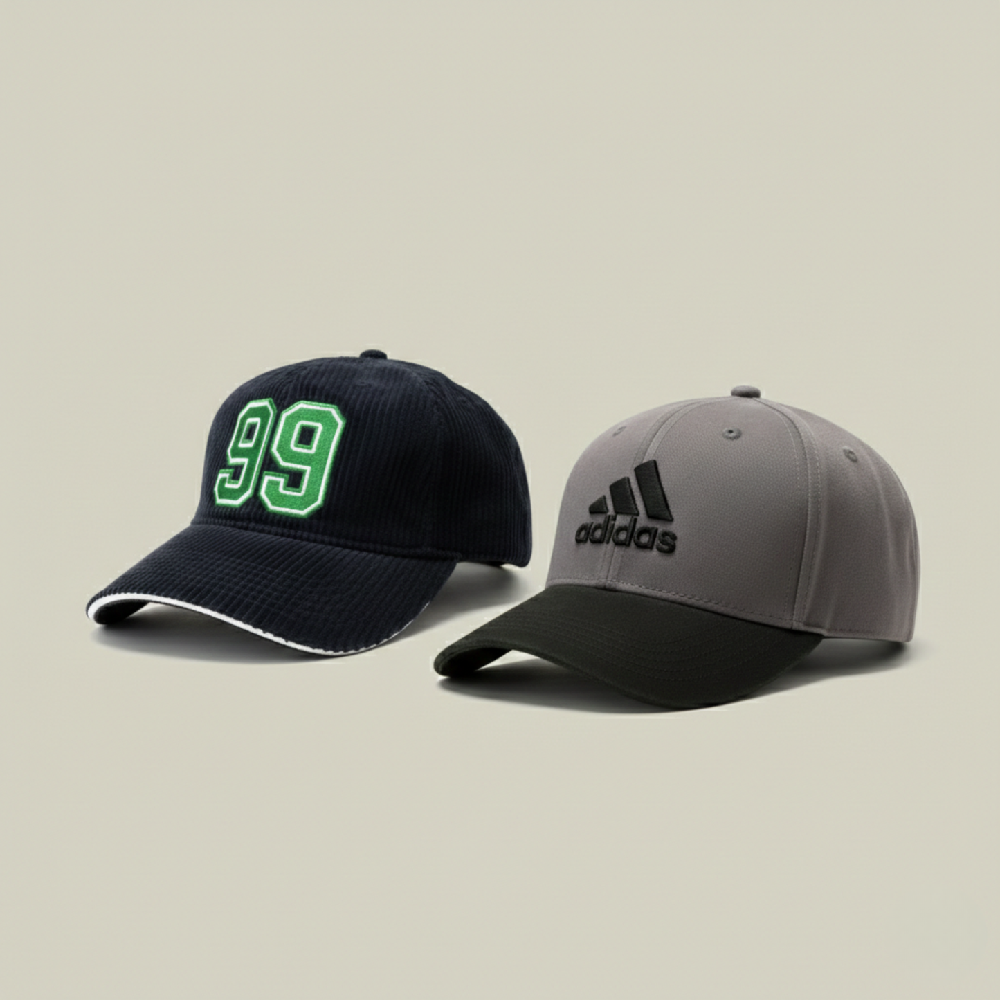 Urban Athletic Cap Duo: Navy Corduroy & Adidas Performance