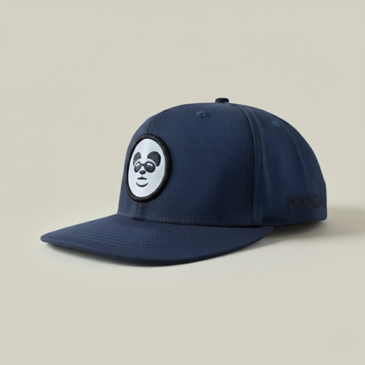 "Cool Panda" Embroidered Patch Snapback – Navy Blue