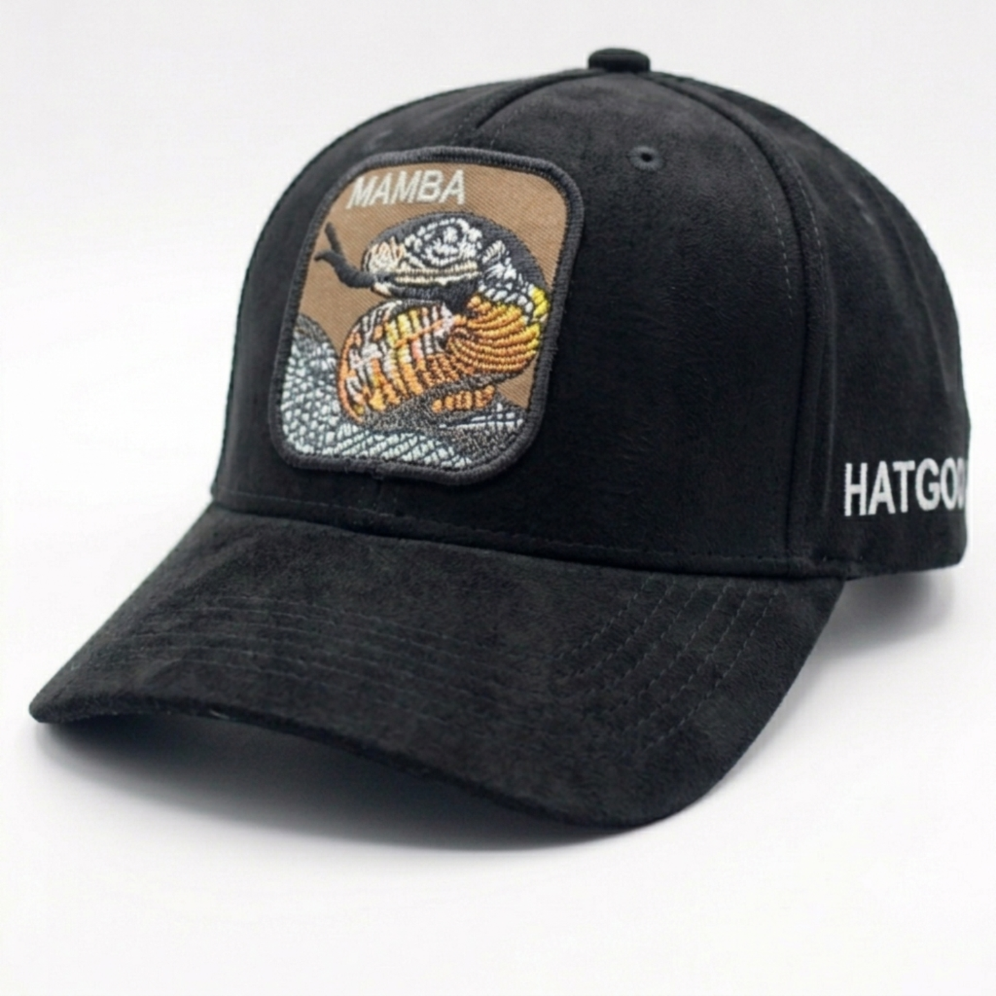 Grey Suede "Mamba" Snake Patch Baseball Cap