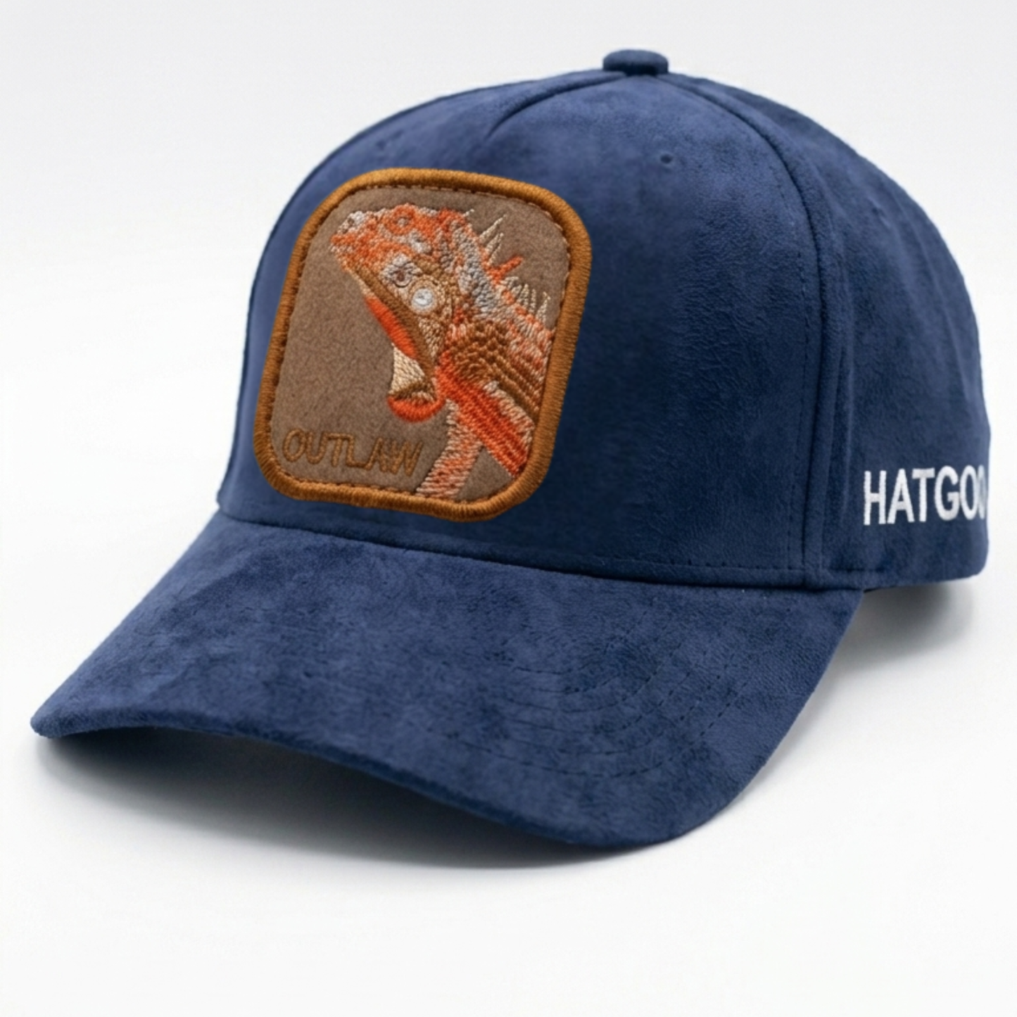 Navy Suede "Outlaw" Iguana Patch Baseball Cap