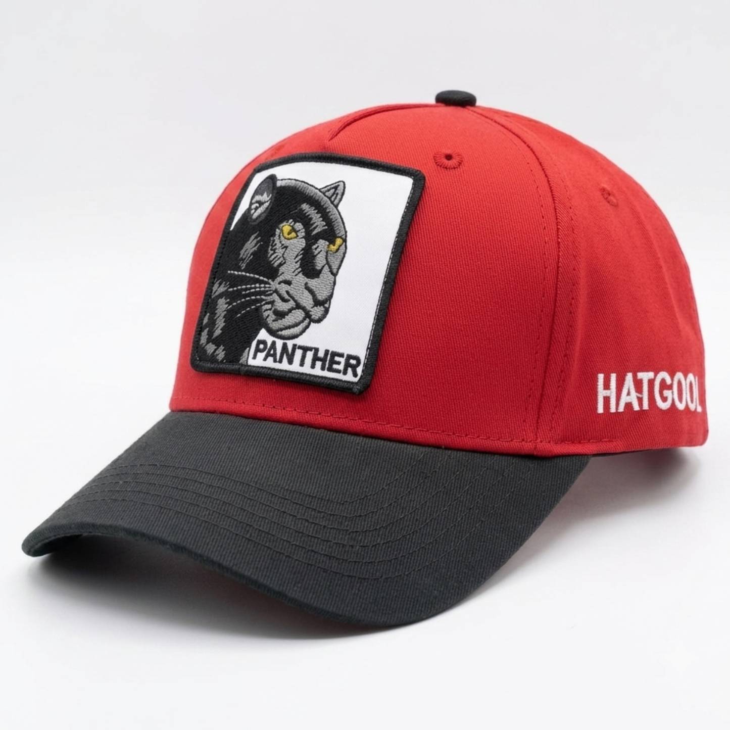 Red & Black "Panther" Patch Baseball Cap