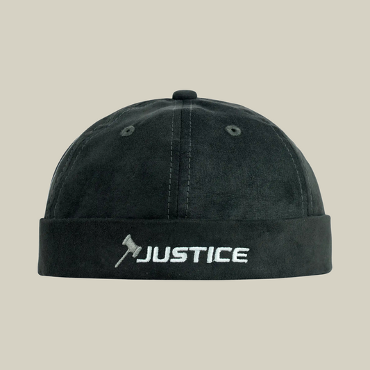 Charcoal Suede "Justice" Brimless Docker Cap