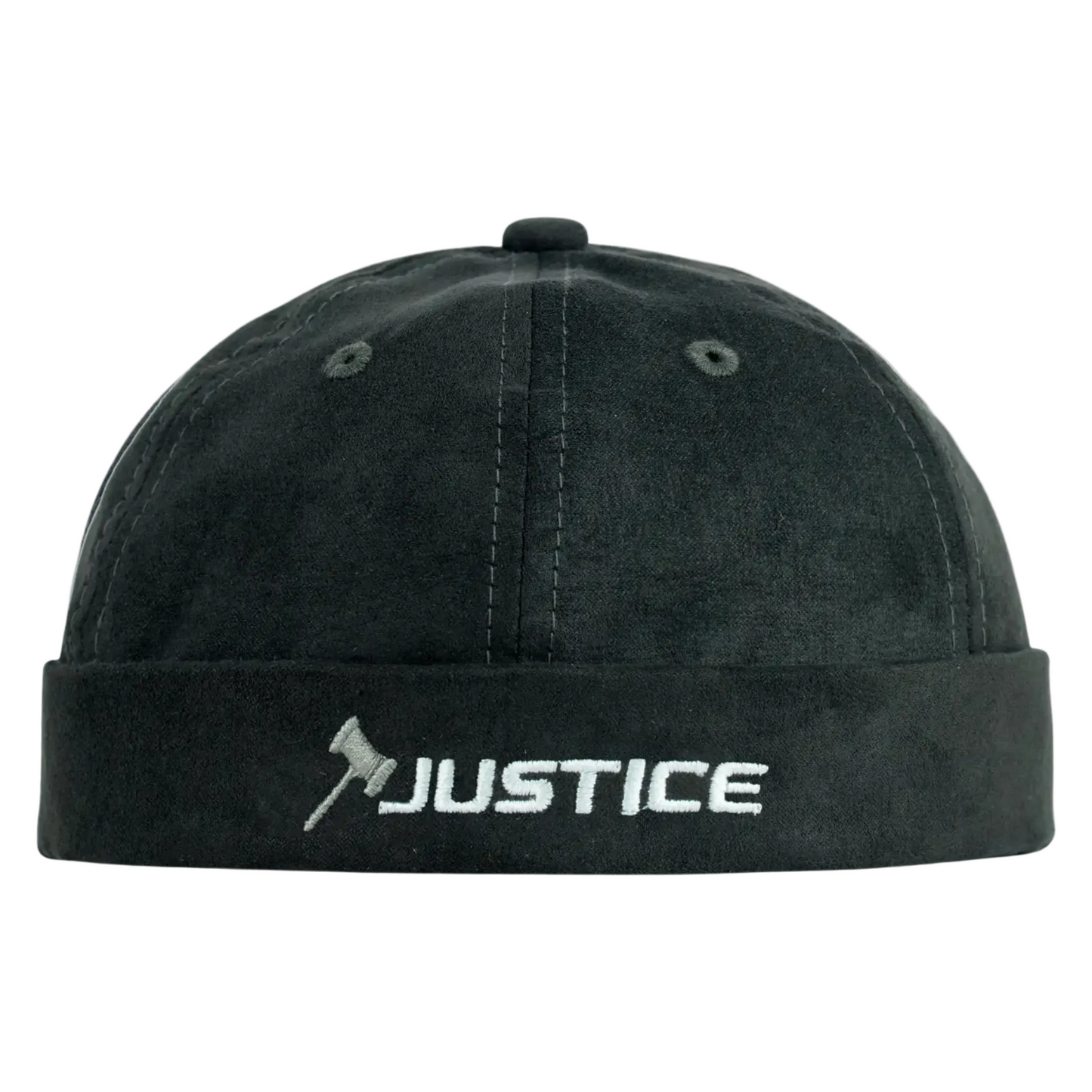Charcoal Suede "Justice" Brimless Docker Cap