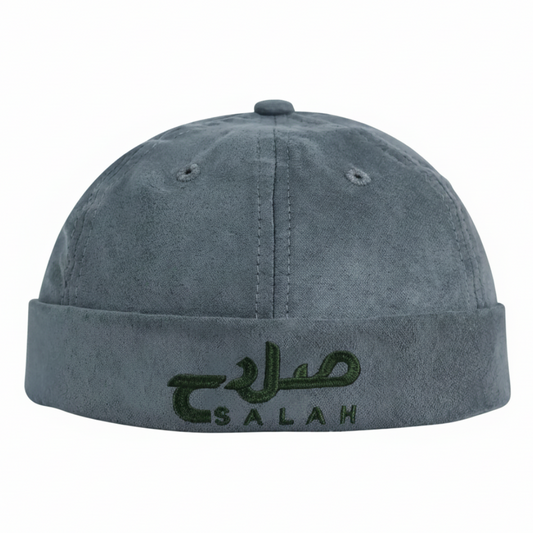 Salah Embroidered Slate Grey Faux Suede Miki Hat – Hatgoods Bangladesh