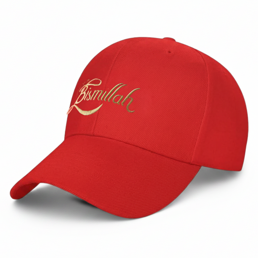 Bismillah Gold Script Embroidered Red Cap – Hatgoods Bangladesh