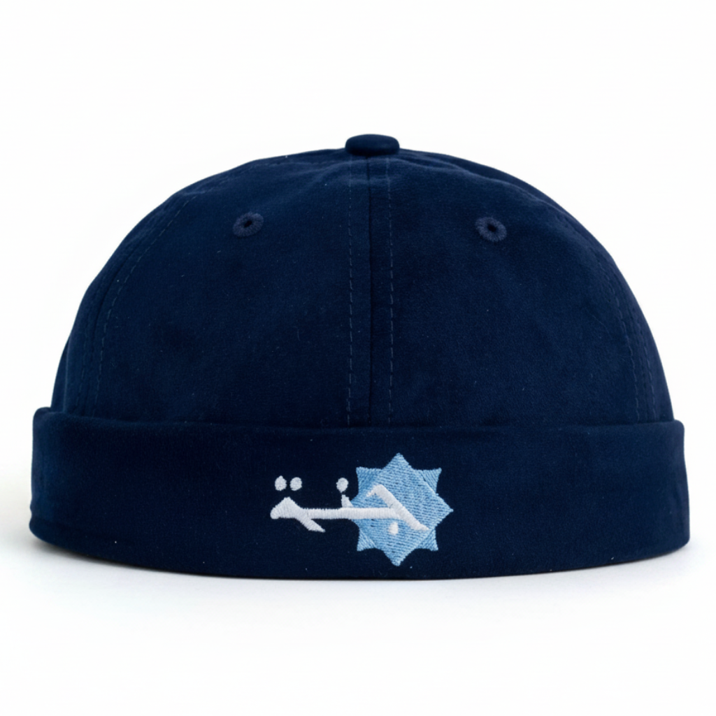 Navy Suede Miki Hat with Light Blue Embroidery – Hatgoods Bangladesh