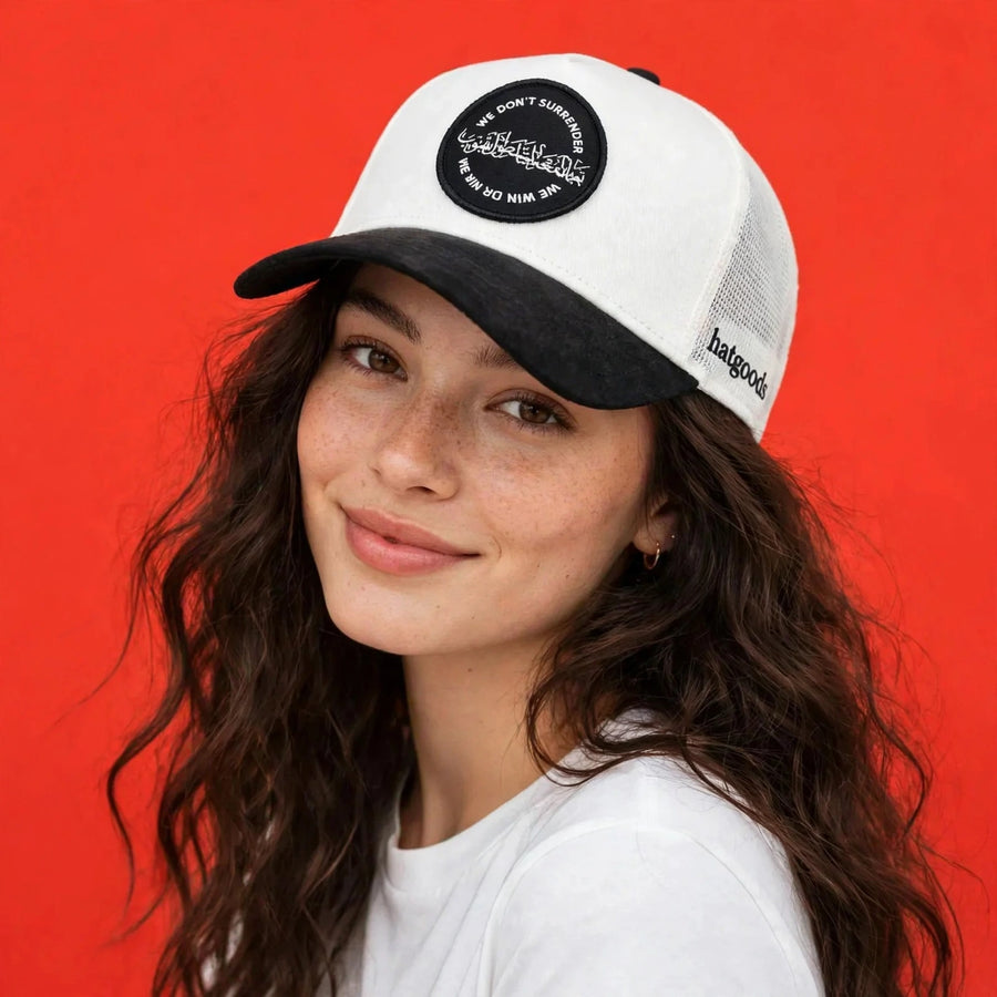 Hatgoods WE WIN OR WE DIE Trucker Hat - Black & White
