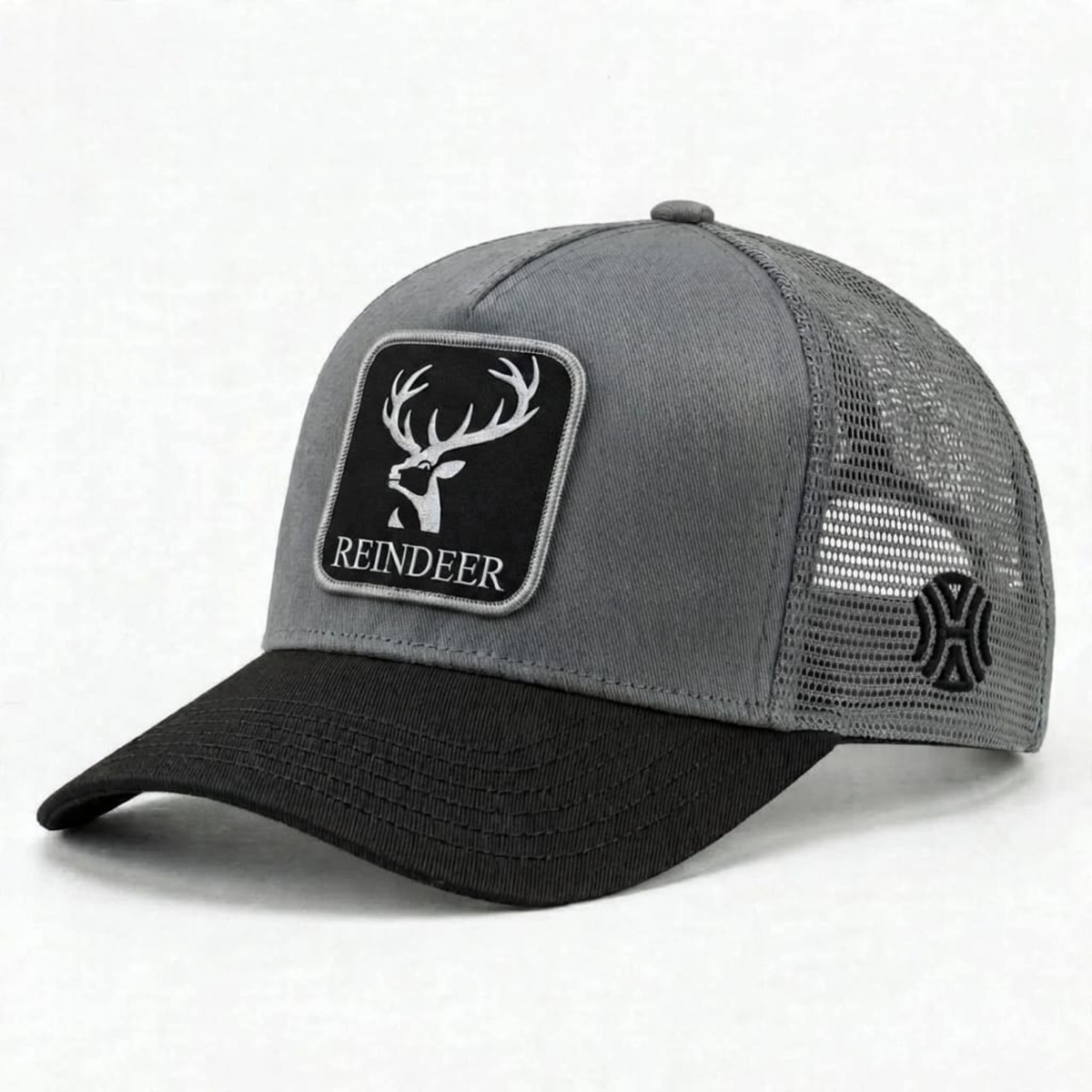 Grey Hatgoods Reindeer Patch Trucker