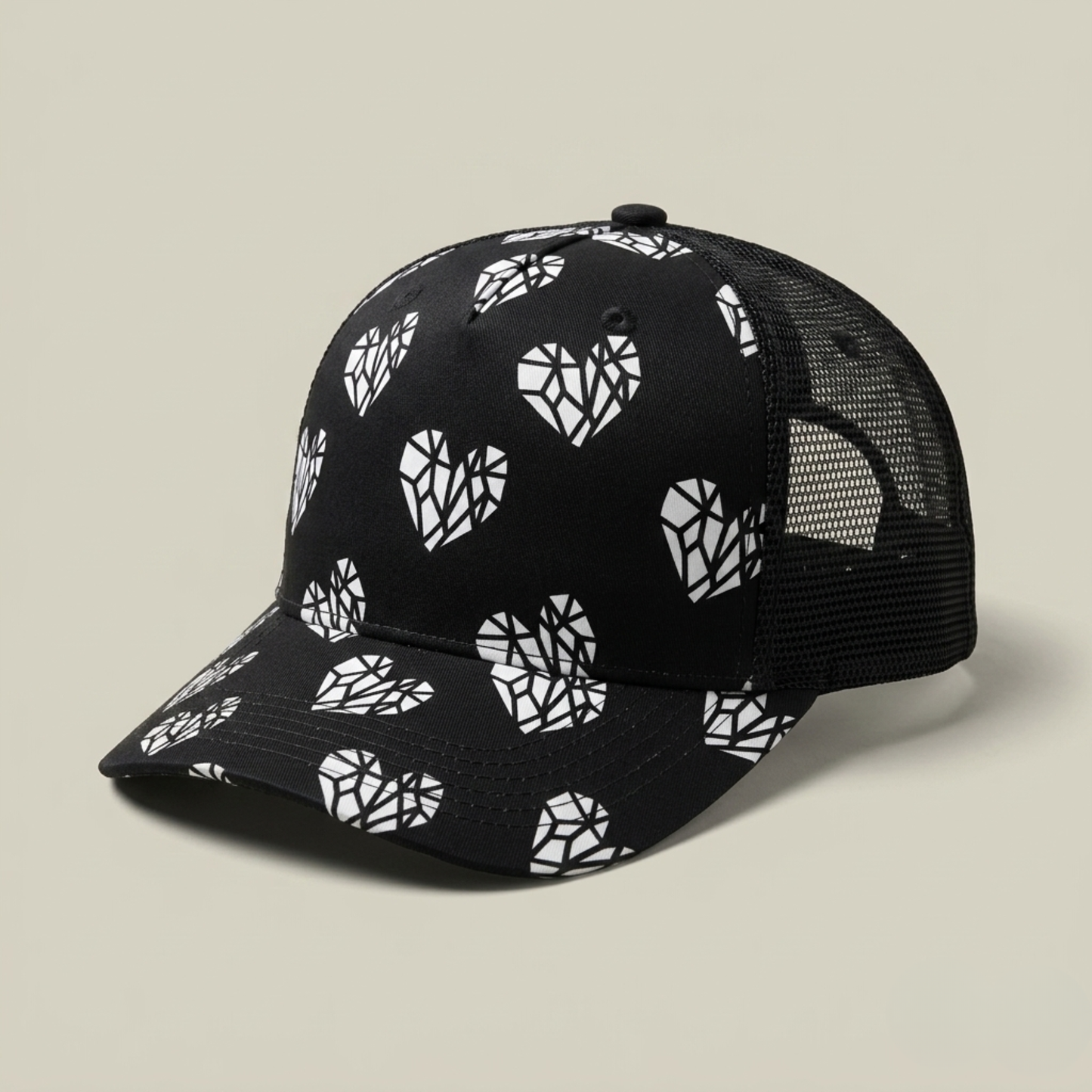Crystal Heart Mesh Trucker Hat