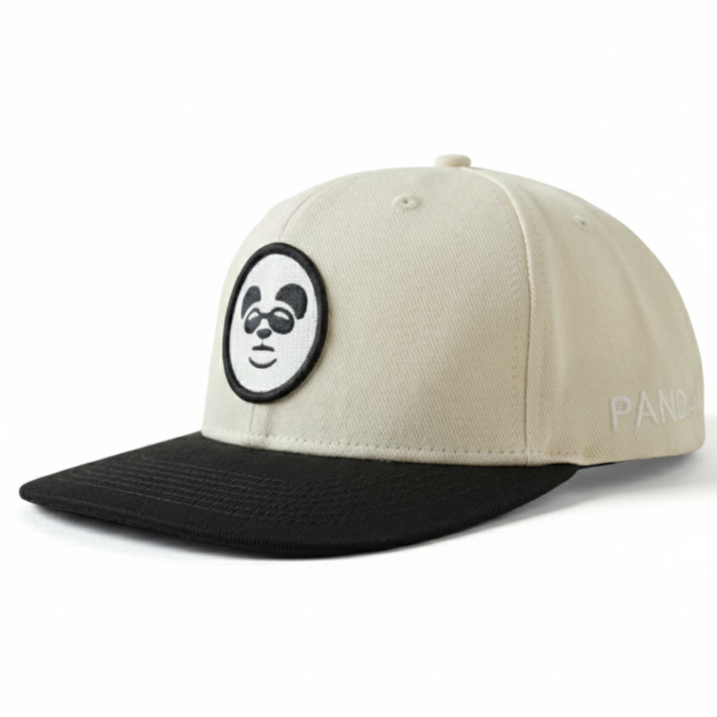"Cool Panda" Two-Tone Snapback – Off-White & Black