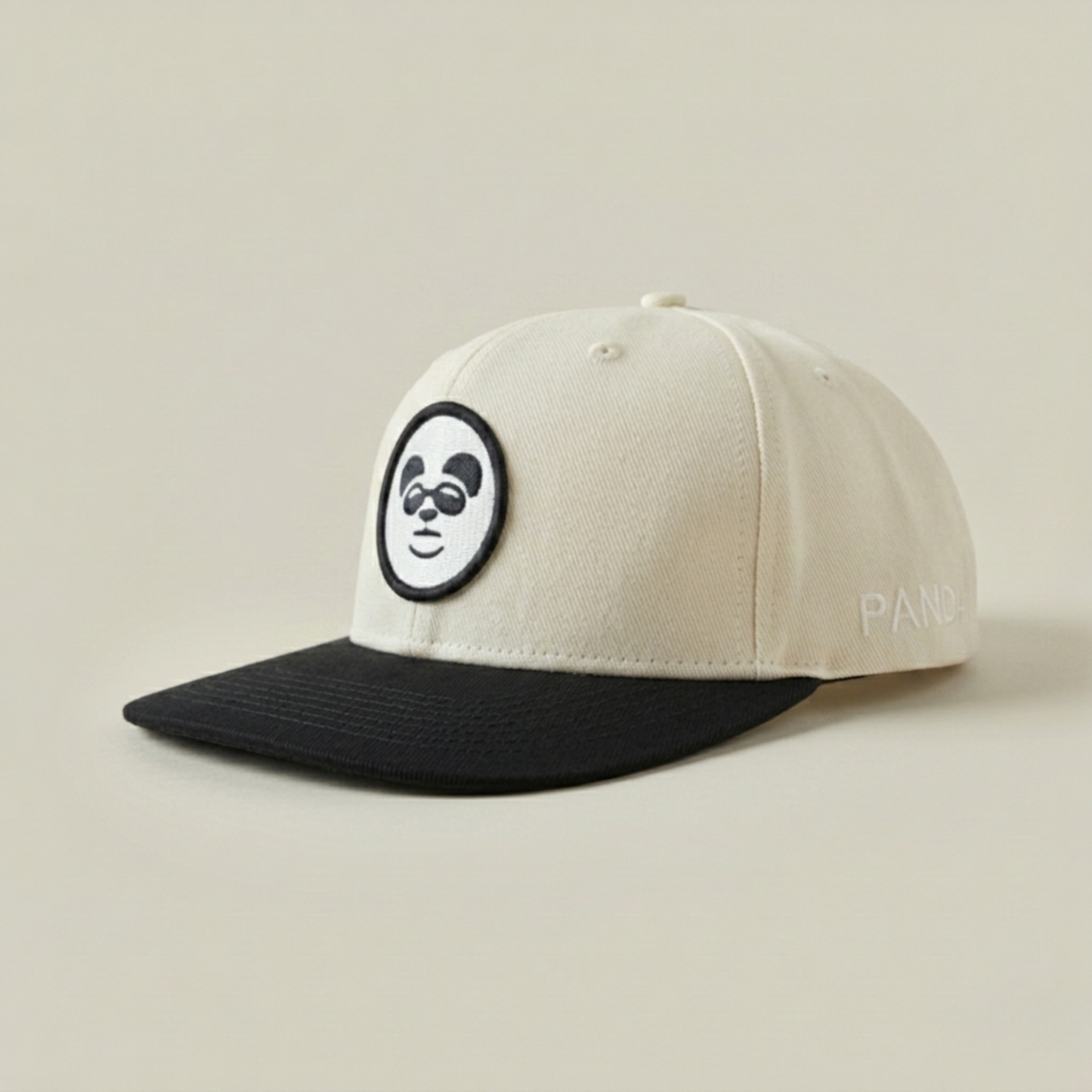"Cool Panda" Two-Tone Snapback – Off-White & Black