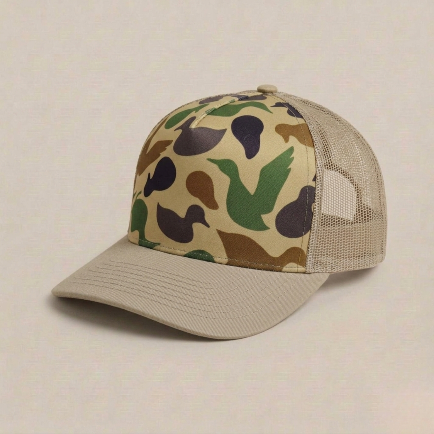 Classic Duck Camo Mesh Back Trucker Hat – Khaki & Tan