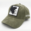 Olive Green Suede Eagle Patch Baseball Cap