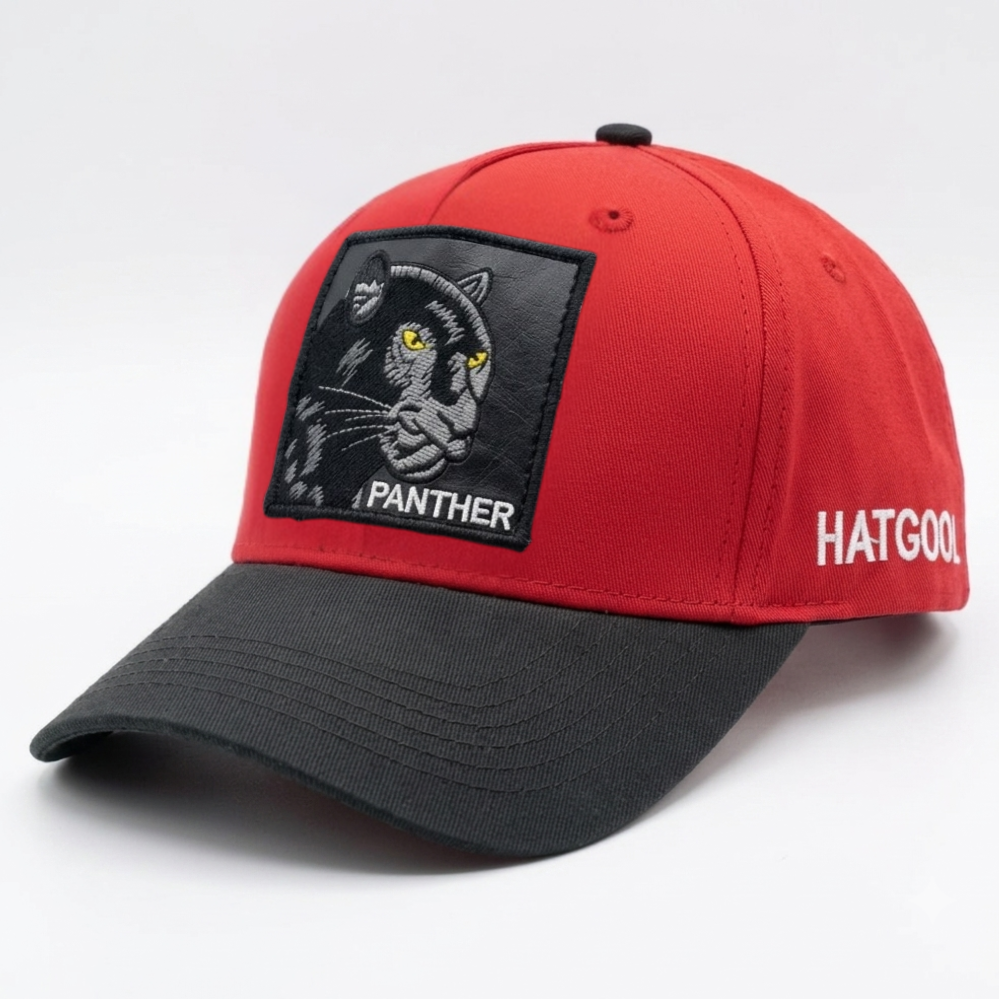 Red & Black "Panther" Patch Baseball Cap