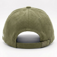 Olive Green Suede "Panther" Patch Baseball Cap
