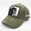 Olive Green Suede "Panther" Patch Baseball Cap