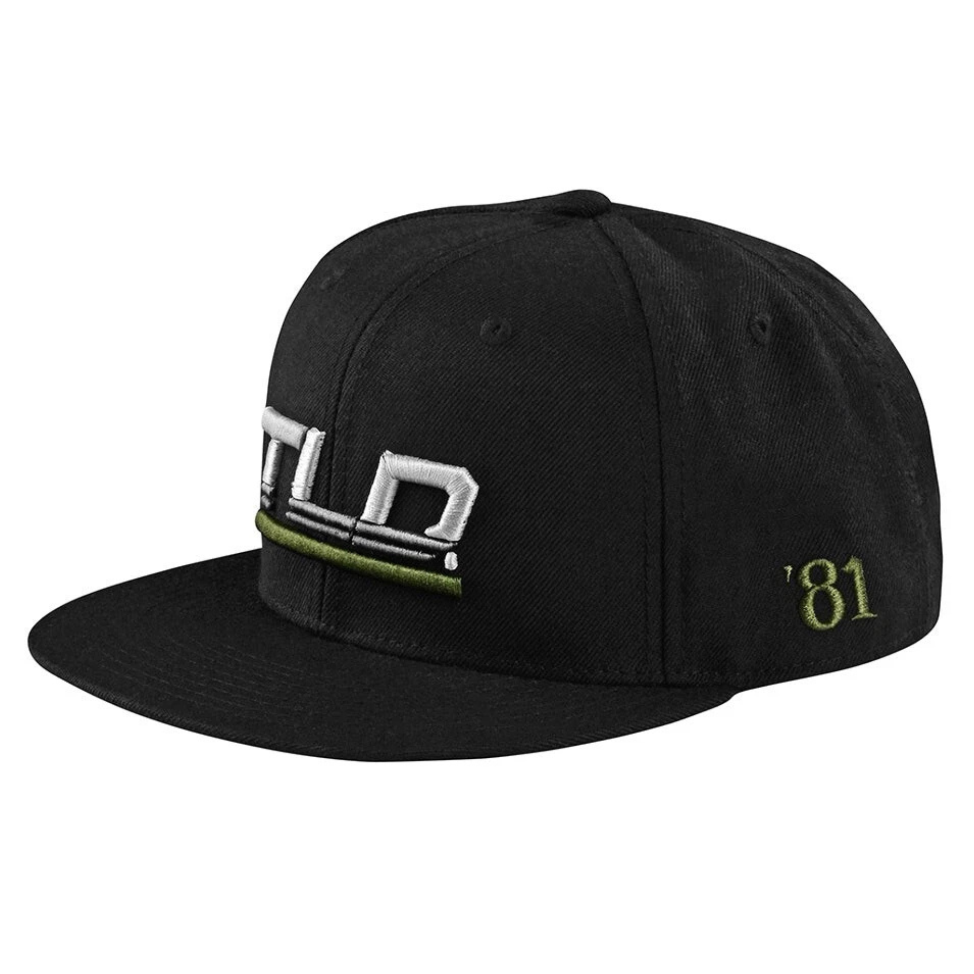 Men's Black Flat Brim Snapback Hat with TLD '81 Embroidery