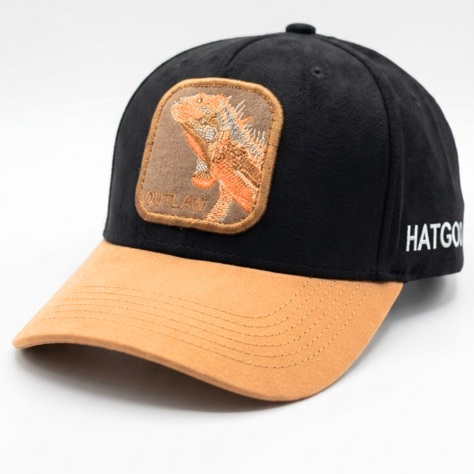 Black & Tan Suede "Outlaw" Iguana Patch Baseball Cap