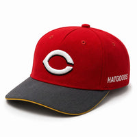 Classic Red Embroidered Baseball Cap – White Gothic Letter