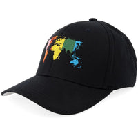World Map Black Baseball Cap