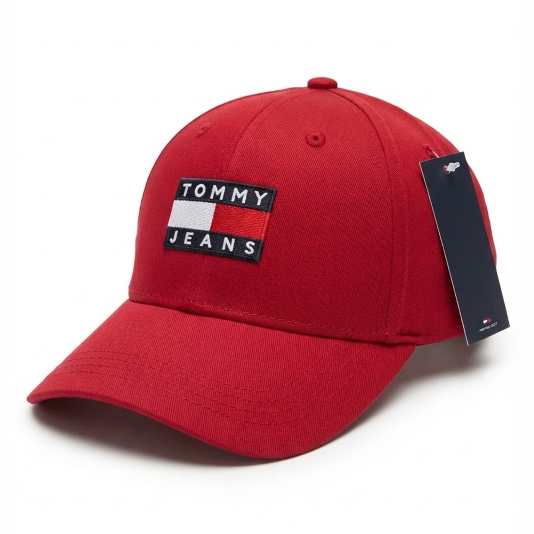 Tommy Red Baseball Cap with Logo Patch
