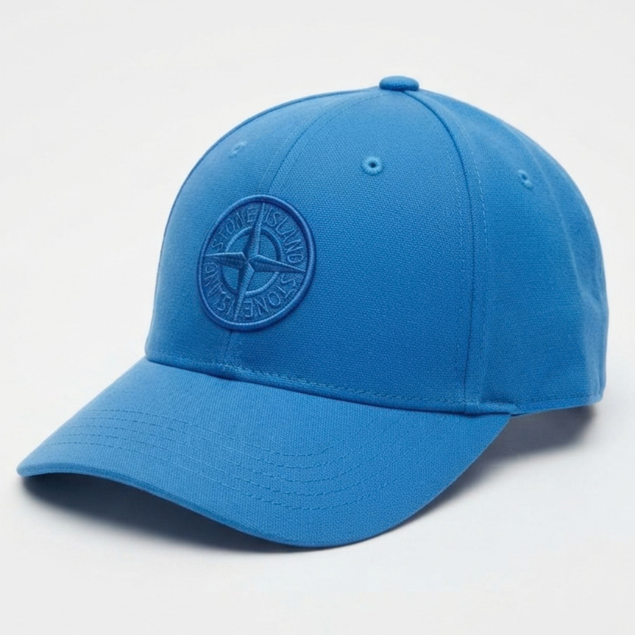 Stone Island Blue Baseball Cap with Adjustable Buckle