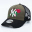Olive Floral Yankees Trucker Hat