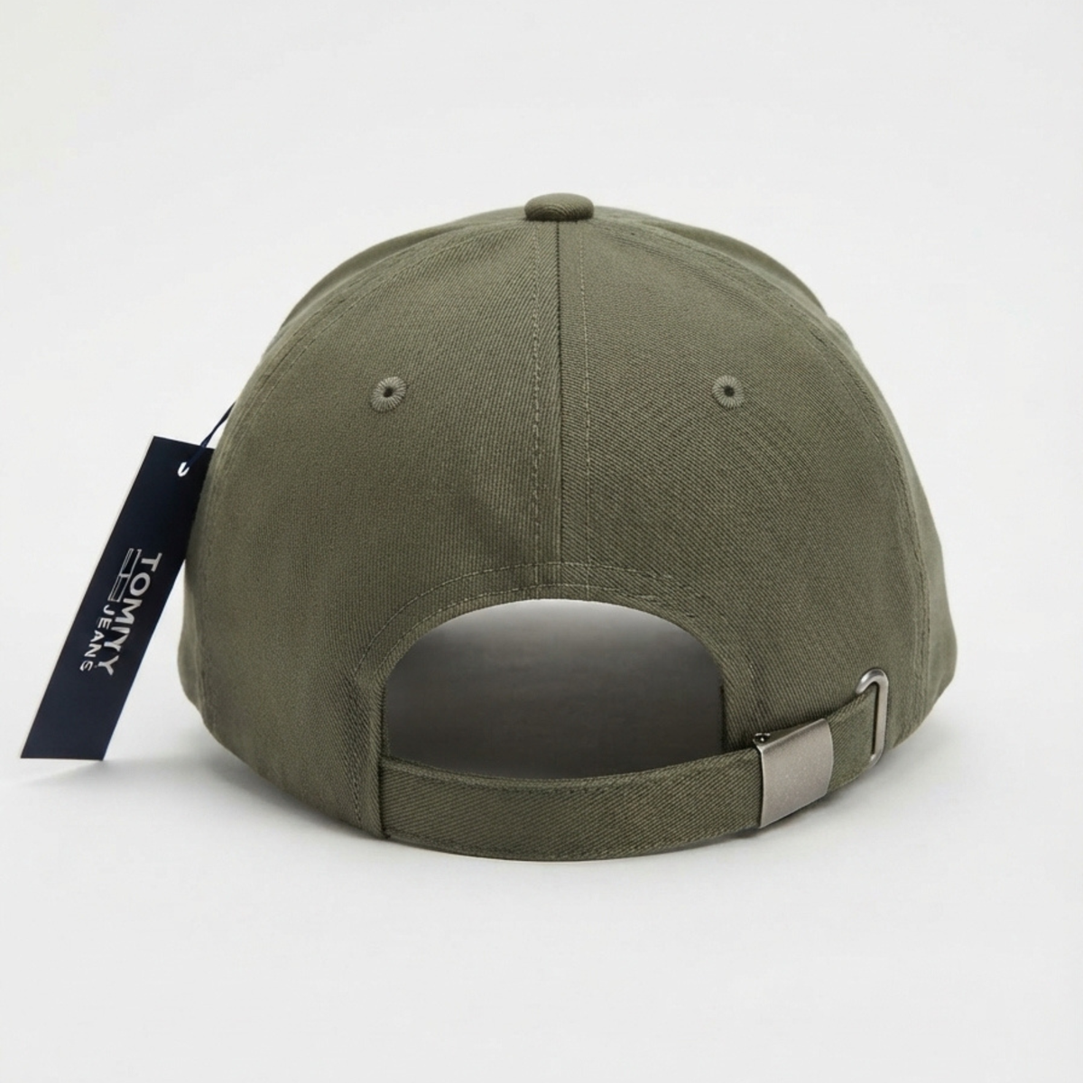 Tommy Jeans Olive Green Cotton Baseball Cap with Logo Patch