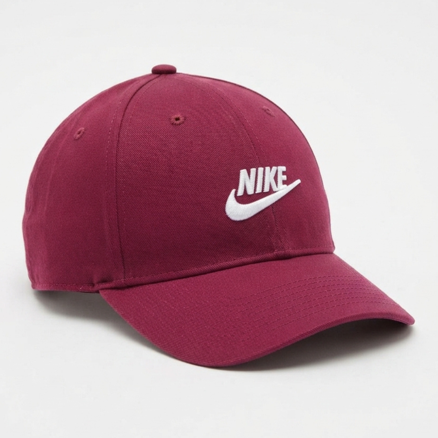 Nike Burgundy Baseball Cap with Embroidered Logo and Metal Slider