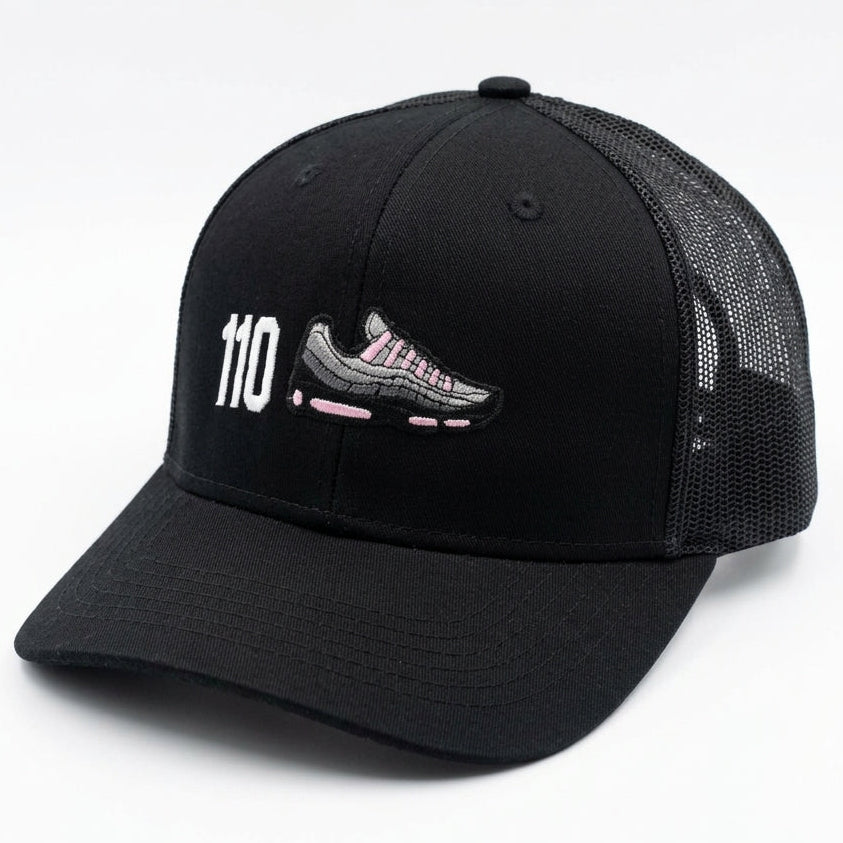 110 Sneaker Embroidered Black Mesh Back Cap