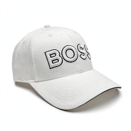 BOSS White Black Embroidered Logo Cap